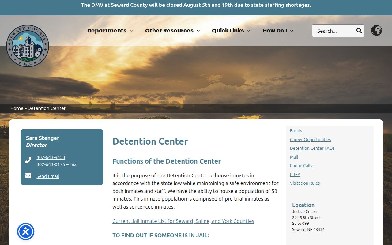Seward County arrest records detention center information