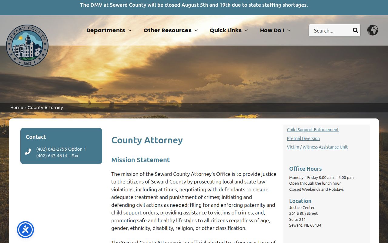 Seward County Attorney criminal case records office