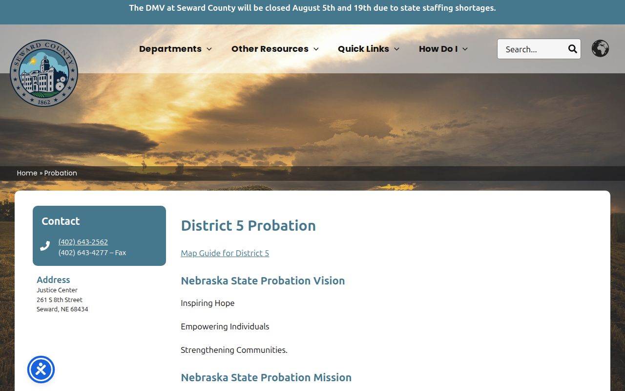 Seward County probation criminal record information