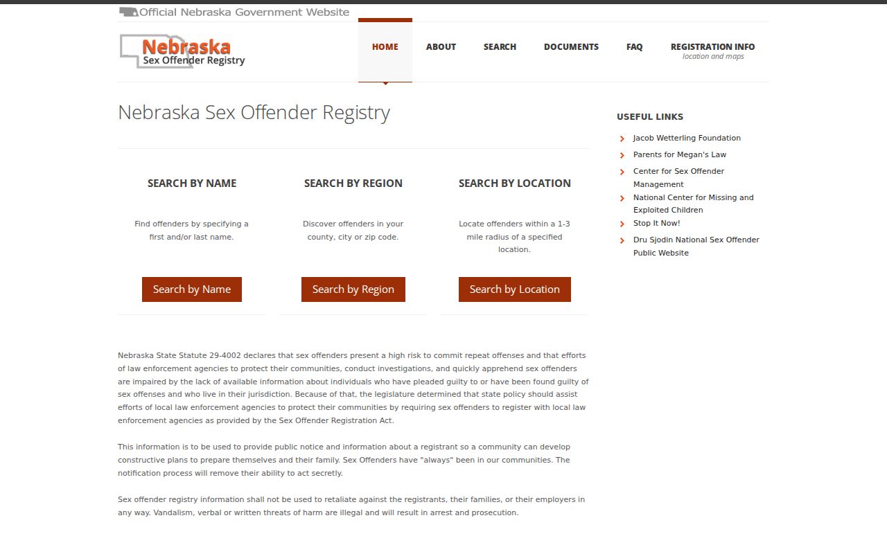 Seward County sex offender check Nebraska registry home