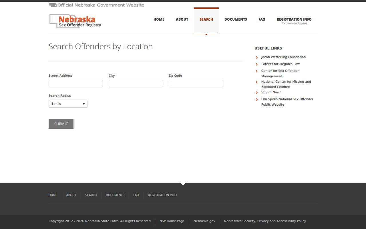 Seward County sex offender registry address radius search