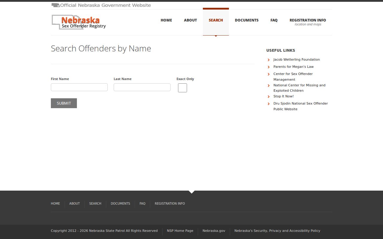 Seward County sex offender registry official name search